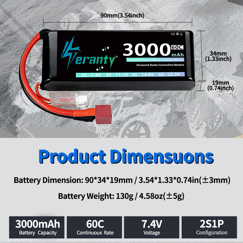 테란티 2S 3000mAh 리포 배터리 7.4V 60C - Drone Rc Leading 리뷰 및 가격